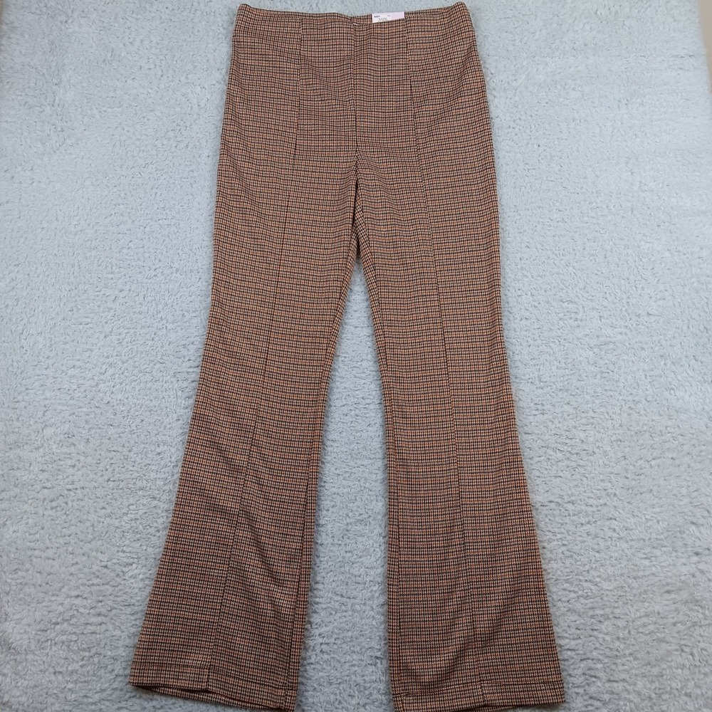 SO Pant Pull-On Flare Woman L Black Tan Houndstooth High Rise JG23J708RR